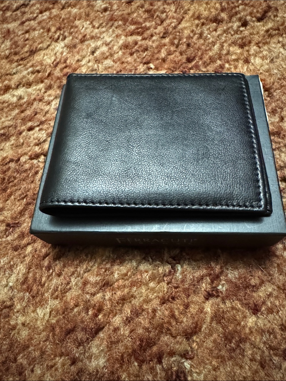 Ferracuti Firenze Rosso Sauvage Handmade Black Lambskin Genuine Leather Wallet
